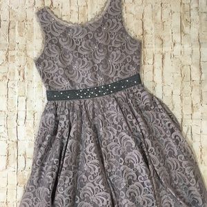 Biscotti Girl’s Silver Gray Lace Dress Size 10